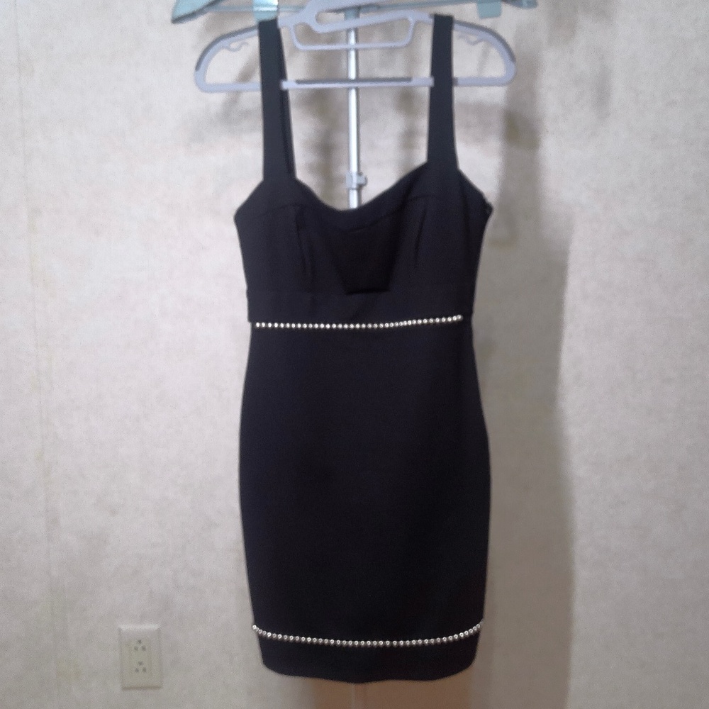NWOT Astr The Label Black Mini Dress Silver Beaded, Fully Lined Size Medium